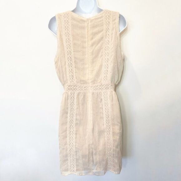 Aqua Pointelle Lace Dress Blush Color Large NWT Sleeveless Mini Elegant Design - Picture 6 of 13